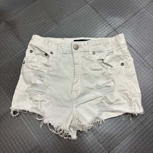 AEROPOSTALE WOMENS WHITE HIGH RISE SHORTY SHORTS SIZE 10 - Picture 1 of 7